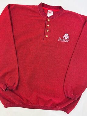 Vintage Embroidered Ohio State Quarter Button Crewneck Sweater